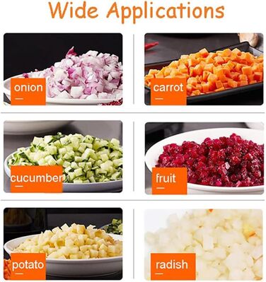 Комерційний овочерізка GEJLELDS з сітчастими ножами 6/8/10/12/15 мм, міцна нержавіюча сталь, електрична машина для кубиків фруктів потужністю 200 Вт для картоплі, моркви, кубиків