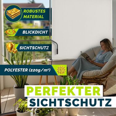 Вертикальна маркізка tillvex 160 x 250 см для використання всередині та зовні приміщень з дощовиком Водонепроникна зовнішня рулонна штора з ручним приводом для балкона, тераси та саду Балконна рулонна штора, сонцезахисний козирок, екран для конфіденційнос