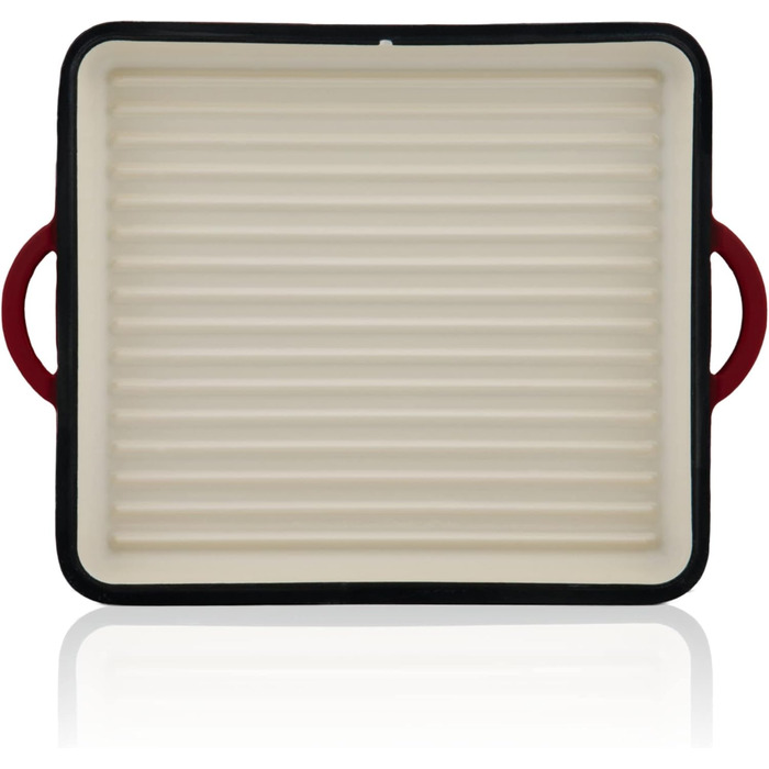 Чавунна жаровня Mahlzeit емальована 10,5 л Шорстка поверхня Темна вишня Жаровня 2в1 зі сковорідкою Жаровня з кришкою, безпечна для