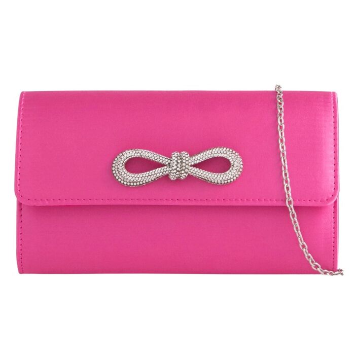 Сумочка з атласним бантом, весільний аксесуар, для випускного, весілля, вечора, вечірки, фуксія