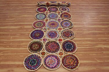 Килимок CASAVANI Cape Code Collection - 10,2 x 30,5 см, різнокольоровий, бавовна та джут чінді, геометричний килим кілім, для прим