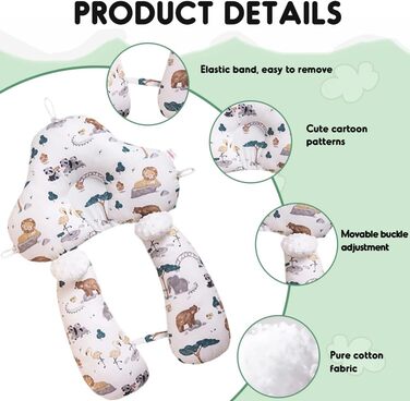 Позиціонуюча подушка, подушка для підтримки голови при синдромі плоского голова, 65 x 42 см, U-подібна позиціонуюча подушка, регульований допоміжний пристрій для позиціонування голови та тіла, можна прати.