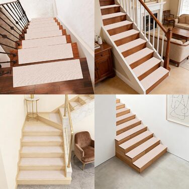 Сходинки для сходів 17 x 70 см, самоклеючі та протиковзкі, м&39який ворс, можна різати, багаторазові, 5 самоклеючих внутрішніх сходинок, килимове покриття для сходів для дітей та людей похилого віку, D