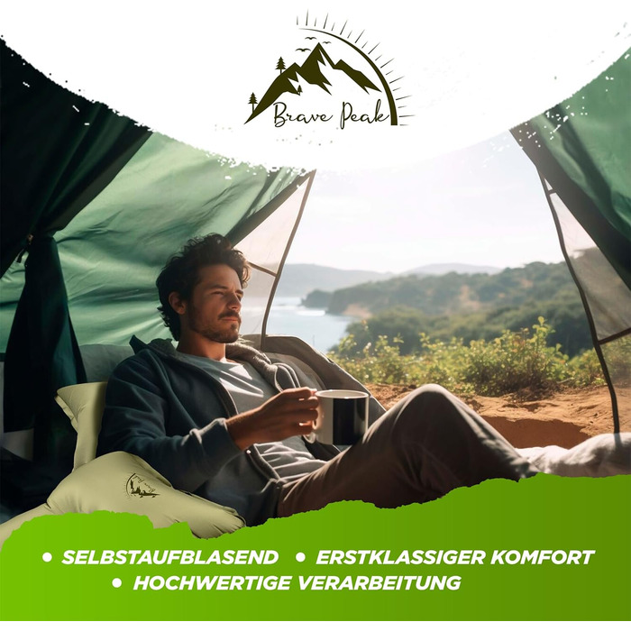 Сантиметровий самонадувний килимок для сну з подушкою теплий, легкий та компактний, 10-