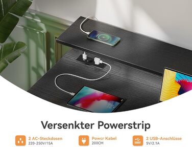 Комп&39ютерний стіл ODK з 4 шухлядами, 140x52x92 см, 2 розетки та 2 порти зарядки USB, ПК-стіл з полицею, ігровий стіл з підставкою для клавіатури для офісу, вітальня, чорний 140x52 см, чорний