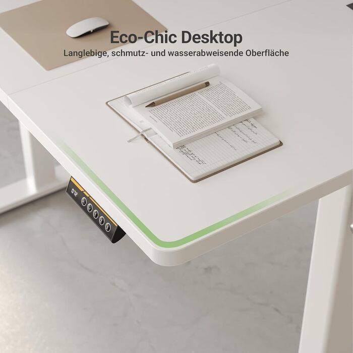 Стіл Claiks з регульованою висотою 160 x 80 см (FSC), вантажопідйомність 80 кг, стіл з регульованою висотою з 2 гачками та 3 функціями пам&39яті, стіл для роботи стоячи з тихим двигуном для домашнього офісу, білий 160 x 80 см