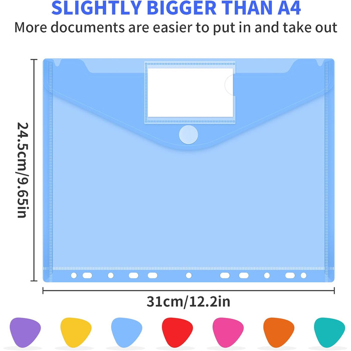 Підсумок для документів А4 28 шт. , 7 кольорів папка для документів з 11 перфорованим краєм і кишенею для етикеток, прозора папка для документів формату А4 для організації 28 шт. - різнокольорова
