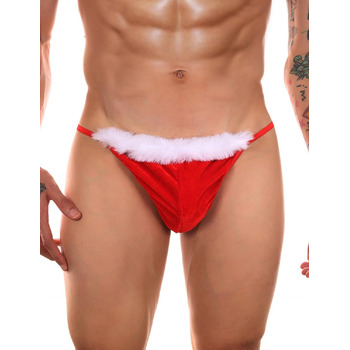 Різдвяна нижня білизна чоловіча сексуальна стрінги з Т-подібним зворотом чоловіча білизна сіссі з відкритою промежиною сліп різдвяна нижня білизна гей нижня білизна кумедні міні-стринги один розмір червоний один розмір