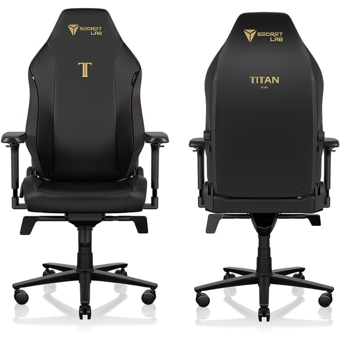 Ігрове крісло Secretlab TITAN Evo Stealth - Регульоване, ергономічне, міцне крісло з 4D підлокітниками, магнітним підголівником та поперековою опорою - для важчих користувачів до 180 кг - Чорне - Штучна шкіра X-Large Stealth
