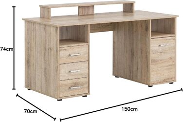 Письмовий стіл Schildmeyer Niels 701703, з полицею для 2 моніторів, декор дикого дуба