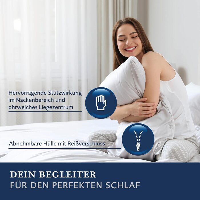Подушка для шиї Billerbeck Belair - розмір подушки для шиї приблизно 40 x 80 см - подушка з латексом VITA TALALAY - оптимальна підтримка шиї - регульована висота