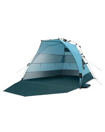 Великий пляжний навіс із захистом від ультрафіолету (UV80) для 3 осіб, включаючи піщані кілочки та сумку на колесах. Захист від сонця для сімей, дітей, немовлят або собак. Світло-блакитний