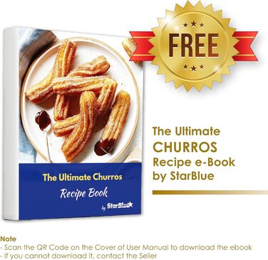 Сковорода StarBlue Churro з безкоштовною електронною книгою рецептів готуйте здорові та безмасляні чурроси всього за кілька хвилин змінний струм 220-240 В 50/60 Гц 750 Вт, вилка Великобританії, європейська вилка