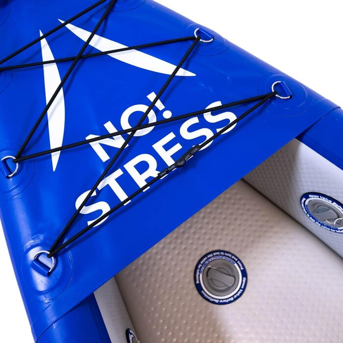 Одинарний каяк No Stress 350 см Надувний каяк з технологією Dropstitch Відмінна курсова стійкість, 3-камерна система У комплекті весло, сидіння, насос, ласти, рюкзак та ремкомплект