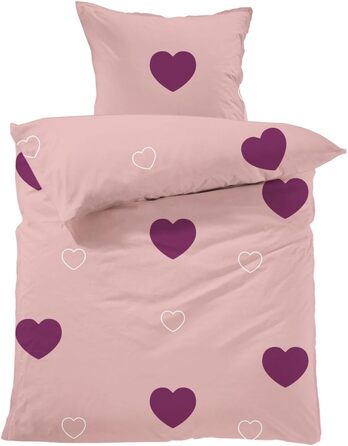 Комплект дитячої постільної білизни Lavea - Emilia 100 x 135см 40 x 60см. Дизайн Сердечка - Колір Рожево-бордо 100 бавовна. Висока