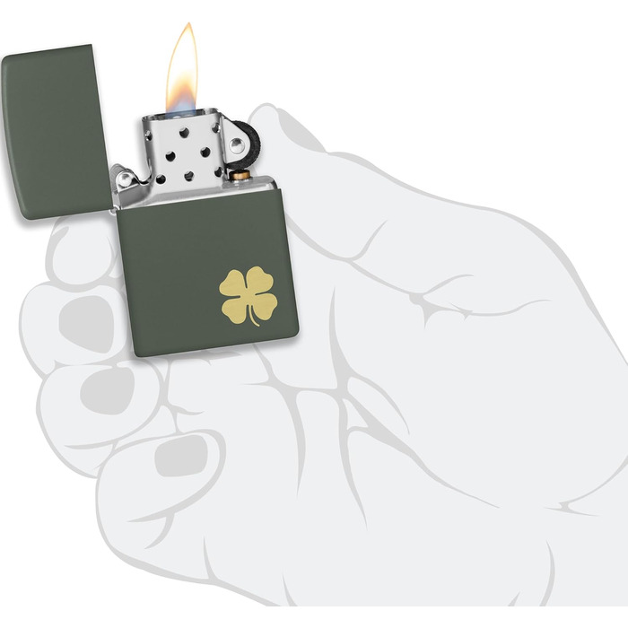 Кишенькова запальничка Zippo Four Leaf Clover Green Matte Кишенькова запальничка