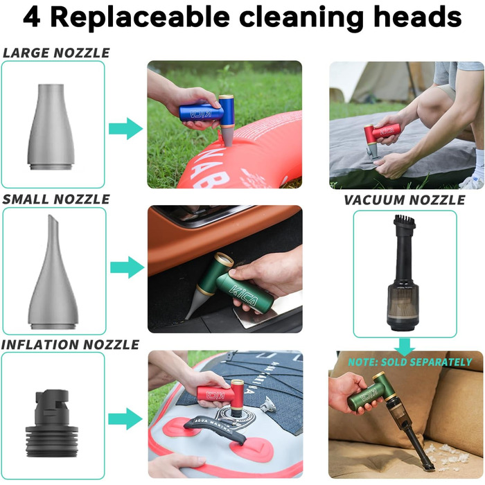 Електричний металевий пилосос Kica JetFan 2S - 117000 об./хв., міні-повітряний повітродувник з плавним керуванням і кнопкою Turbo, портативний розпилювач стисненого повітря для ПК, автомобіля, офісу, дивана - зелений (JetFan 2 Upgrade)