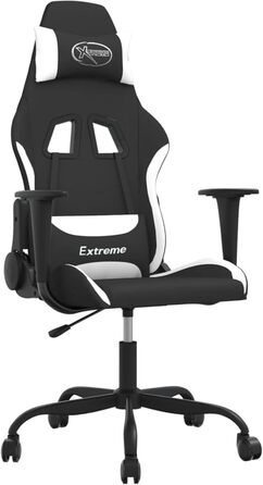 Ергономічне ігрове крісло з регульованою спинкою та колесами - Чорно-біле Модель 3143719