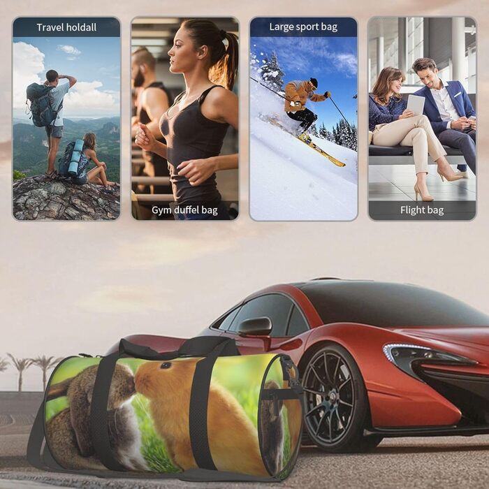 Спортивна сумка для подорожей, дизайн Любов до тварин, чорний колір, універсальний розмір