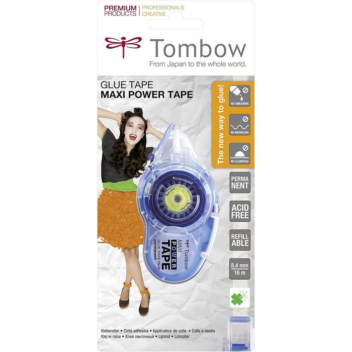 Багаторазовий клейкий ролик Tombow PN-IP Maxi Power Tape, 8,4 мм x 16 м (в упаковці 10 шт. )