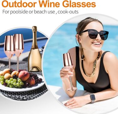 Келихи для шампанського FOOLS ALIBAI з нержавіючої сталі 200 мл рожеве золото,келихи для шампанського набір з 2 моет, коктейльні к