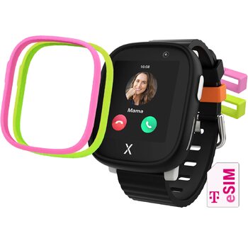 Розумний дитячий годинник Deutsche Telekom Xplora Kids Watch X6 Play eSIM GPS з кнопкою SOS, відображенням місцезнаходження, повідомленнями на телефон та голосовими повідомленнями підключається до смартфона батьків через додаток чорний X6 black