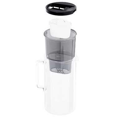 Скляний глечик для фільтра води Wessper 3л, заміна картриджів для Dafi Unimax Aquaphor A5 BRITA Maxtra PHILIPS AWP212/10, включаючи 1 картридж для фільтра для води, зменшує вапняний наліт і хлор, чорний