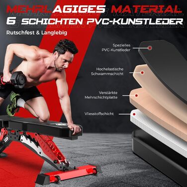 Лава для силових тренувань Pooboo, регульована лава для домашніх тренувань, вантажопідйомність 1500 фунтів, міцна лава для силових тренувань, положення горизонтальне/похиле/опущення для тренування всього тіла