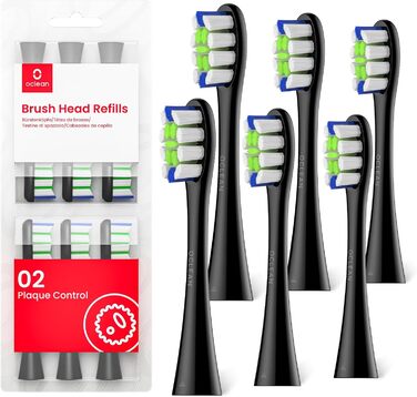 Насадки для щітки Oclean, 6 шт. змінна насадка для щітки з очищувачем язика, щітки для видалення нальоту, сумісні із зубною щіткою Oclean, чорна чорна 6 шт.