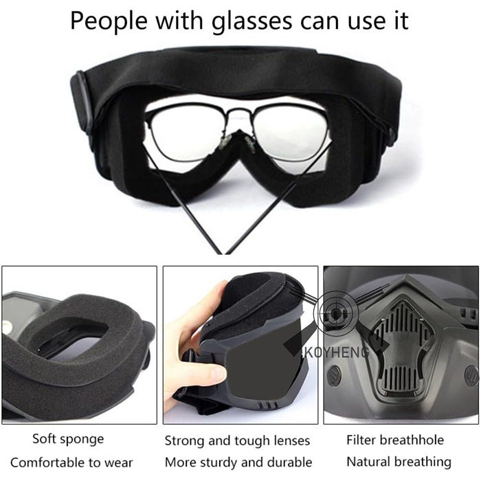 Страйкбольний шолом та повнолицьова маска, знімні страйкбольні окуляри, пейнтбольний шолом PJ Fast з переднім кріпленням для ПНВ та бічною планкою, сині лінзи