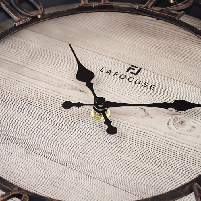 Настінний годинник Lafocuse Vintage безшумний чорний, ретро великі підняті 3D цифри, кантрі стиль безшумний пошарпаний шикарний ан