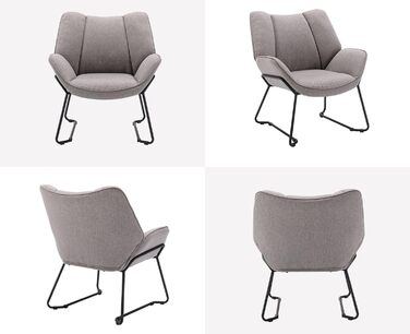 Льняне крісло Chairus для вітальні, балкону, сучасне м&39яке крісло-реклайнер з металевими ніжками (сіре)