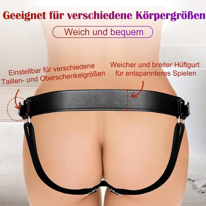 Регульований шкіряний страпон Ohi BoBi Sun, з 2 металевими O-кільцями, чорний