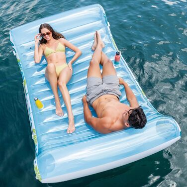 Надувний матрац для відпочинку &quotТропічний&quot зі знімним сонцезахисним тентом, ПВХ, синій, 224x150x165 см, 56294EU -