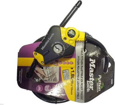 ТРОС MASTER LOCK 8433EURDPF PYTHON 1,80 М X 10 ММ ЖОВТА ЗАМКУВАЛЬНА ГОЛІВКА (НОВИЙ ДИЗАЙН) 1,8 м