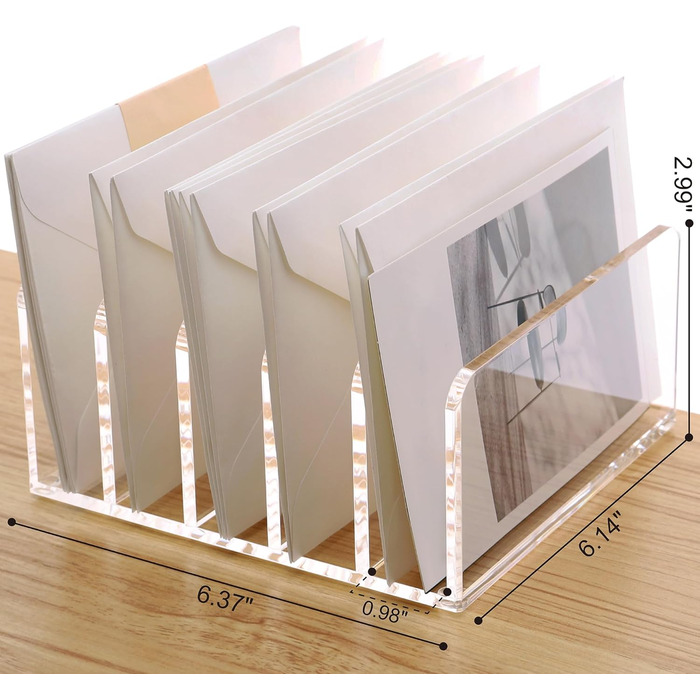 Тримач для листів SANRUI настільний, органайзер для листів з 5-мм акрилу, прозорий тримач для листів для офісу, сім&39ї, домашнього офісу, 5 відділень, легко миється, розміри В 7,5 x 16 x 15 см, модульний, стабільний та компактний