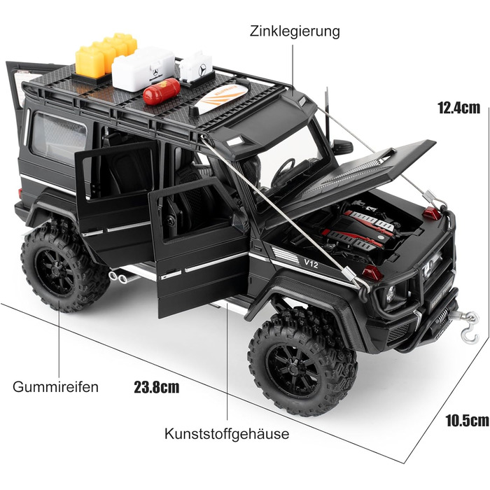 Модель автомобіля Mercedes Benz G550 з функцією від'їзду назад, дитяча іграшкова машина зі світлом і звуком, колекційна модель автомобіля, подарунок для хлопчиків і дівчаток (чорна), 124