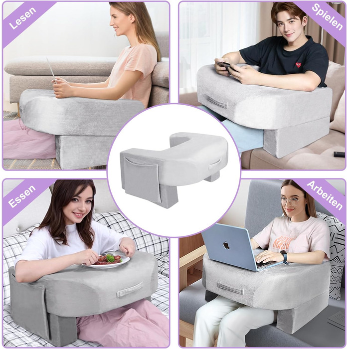 Подушка для читання на колінах Babenest 26D Sponge Play, регульована по висоті подушка для книг з боковими кишенями для зберігання, подушка для колінного столу для дорослих, місце на ліжку, підлозі, дивані (оксамит)