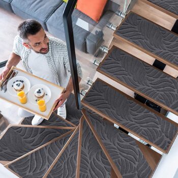 Килимки для сходів 65x20 см, протиковзкий килимок, самоклеючий, прямокутний, килимки для сходів для приміщень, 15 шт. для сходів, кухні, спальні, килимки для сходів для дітей, людей похилого віку, собак (сірий)