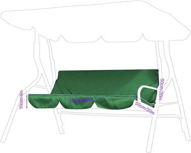 Дюймів Накидка на подушку для зовнішньої гойдалки, 3-місне крісло-гойдалка для сидіння, заміна, водонепроникна подушка на відкритому повітрі, чохол на подушку для зовнішньої лавки для патіо, саду, двору, 51 шт., 19