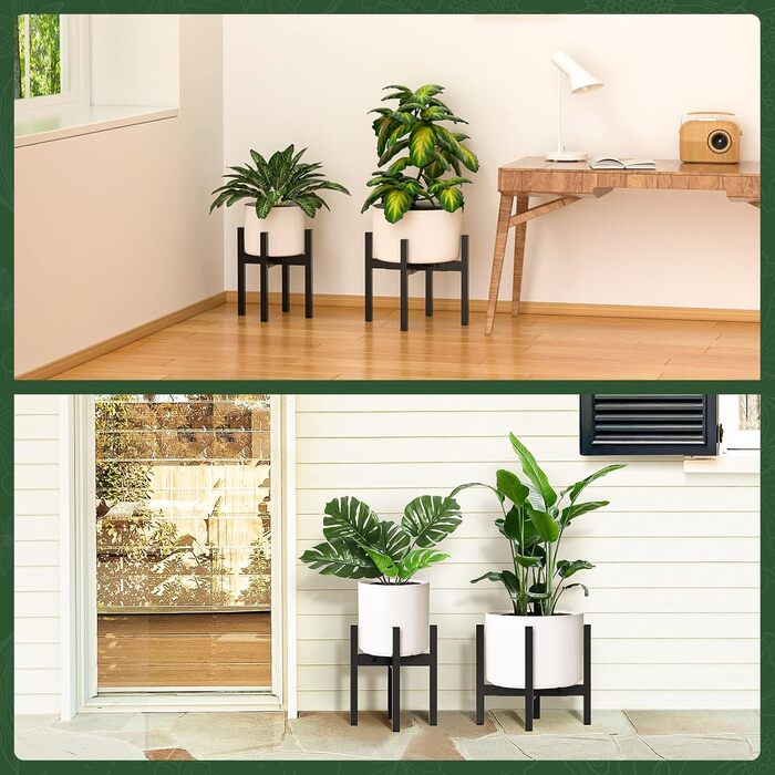 Регульована металева підставка для рослин ZMTECH, чорна, 20-35 см, сучасна підставка для квіткових горщиків, підставка для квітів середини століття для рослин у горщиках, для використання в приміщенні та на вулиці, для кутів кімнат, балконів, терас, внутр