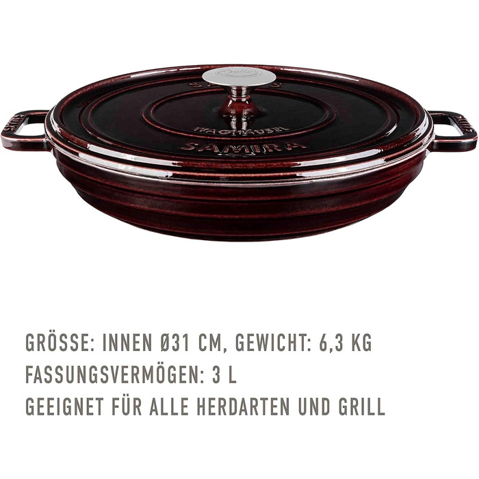 Чавунна каструля Sally's 'Samira - міцна та високоякісна перлина для ідеального приготування їжі - об'ємом 2,2 літра, для всіх тип