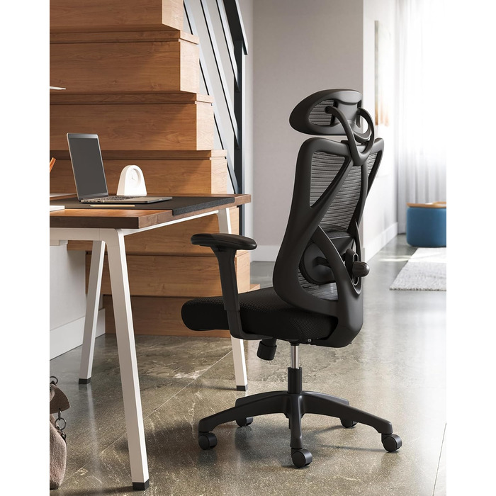 Ергономічне офісне крісло SONGMICS OBN063B01, навантаження до 150 кг, сітка, чорний