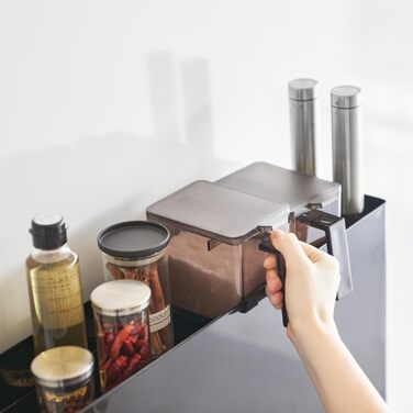 Рівнева висувна підставка для приправ, чорна, сталь/поліпропілен, 12,5 x 5093 x 52,5 см, чорний колір, 4335 TOWER 2-