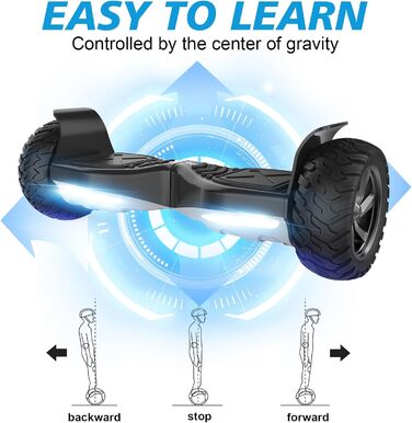 Гіроскутер RCB SUV з сидінням – позашляховий 8,5" Hummer Hoverkart Go Kart з Bluetooth та додатком, самобалансуючий для дітей, чорний