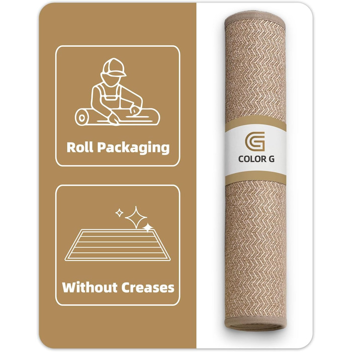 КОЛІР І ГЕОМЕТРІЯ Великий нековзний килимок для прихожих 60 x 120 см, килимок для прихожих, що миється, що вловлює бруд, бежевий 60 x 120 см (прямокутний)