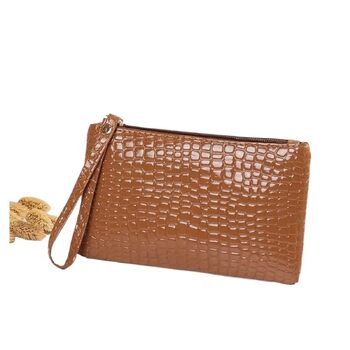 Жіночий клатч-гаманець на зап'ястя, 2 в 1, коричневий. Маленька сумочка з PU-шкіри з монетним відділенням на блискавці.