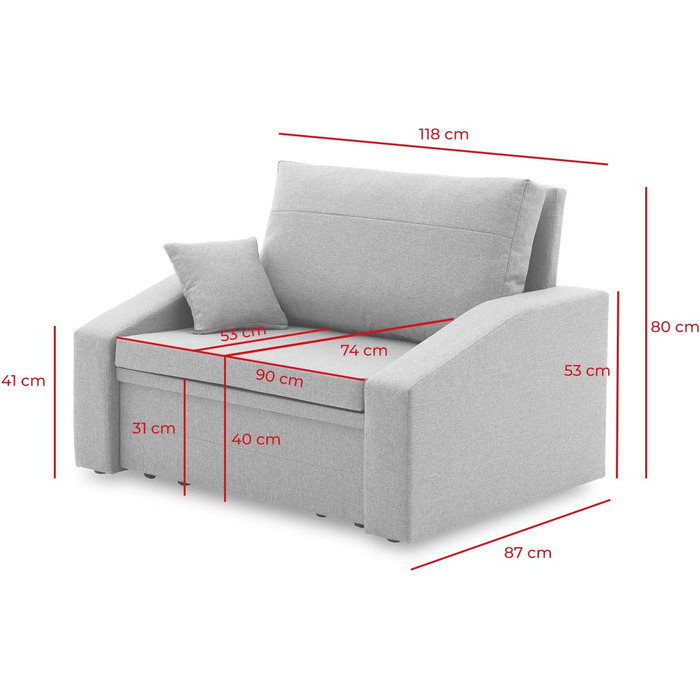 Крісло Sofini Vertico 90 - розкладне крісло з функцією сну - для вітальні, спальні або дитячої кімнати, крісло-ліжко (Malmo New 79)
