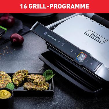 Контактний гриль Tefal OptiGrill Elite XL, 16 програм, Цифровий дисплей з індикатором рівня приготування, Знімні пластини XL, Електрогриль, Нержавіюча сталь, GC760D12