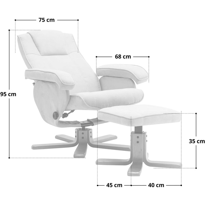 Крісло-табурет SVITA Charles, бежеве крісло для телевізора, обертове крісло, поліестер, дерево